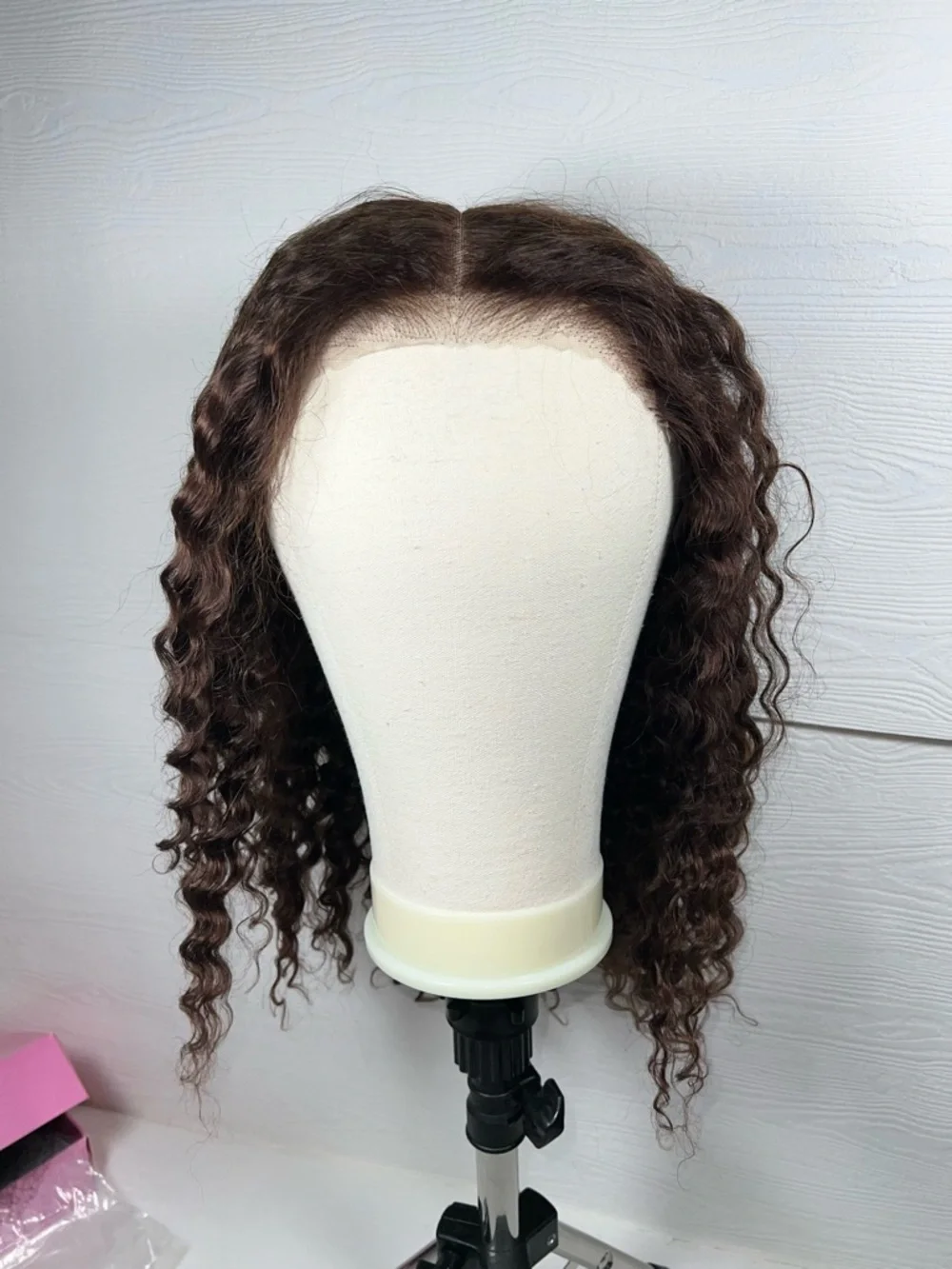 Chocolate Brown Deep Wave Human Hair Glueless 20 Inch Wig